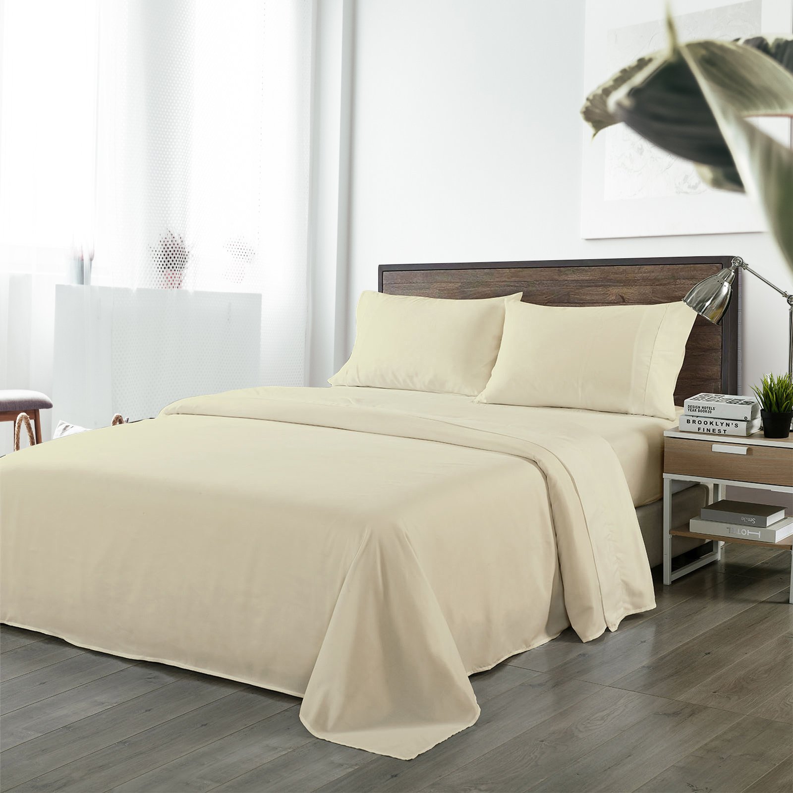 Royal Comfort Bamboo Blended Sheet & Pillowcases Set showcasing luxurious 1000TC fabric, available in Double, Queen, and King sizes.